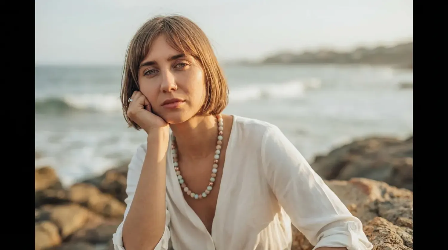 Halskette Sally Sterling Silber mit Amazonit & Sonnenstein Perlen